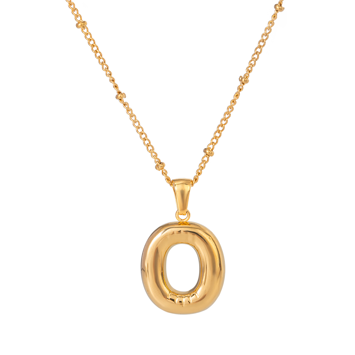 Goud / 1 stuk Eenvoudige casual stijl letter O-vorm roestvrij staal 18K verguld dames hanger ketting Afbeelding15